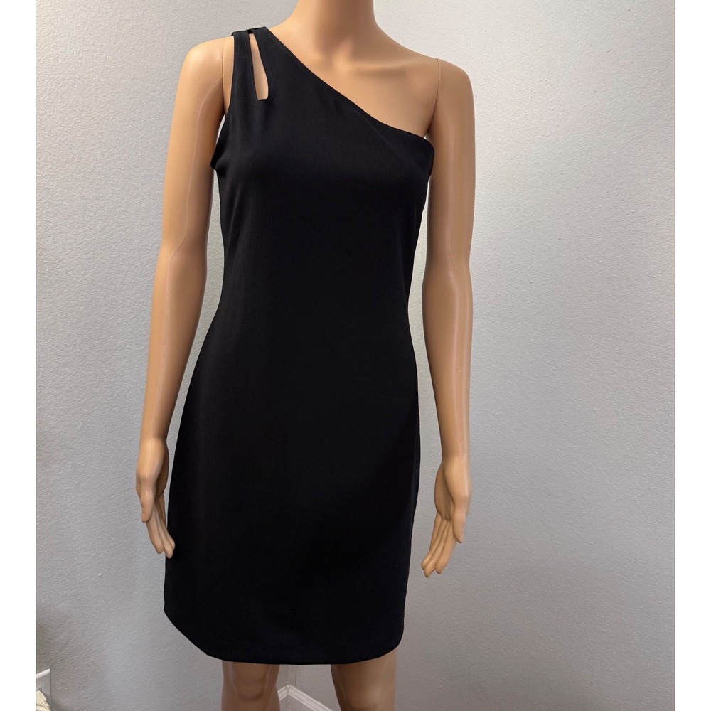 Accomplice Womens Black One Shoulder Bodycon Mini Dress Asymmetrical Size Small